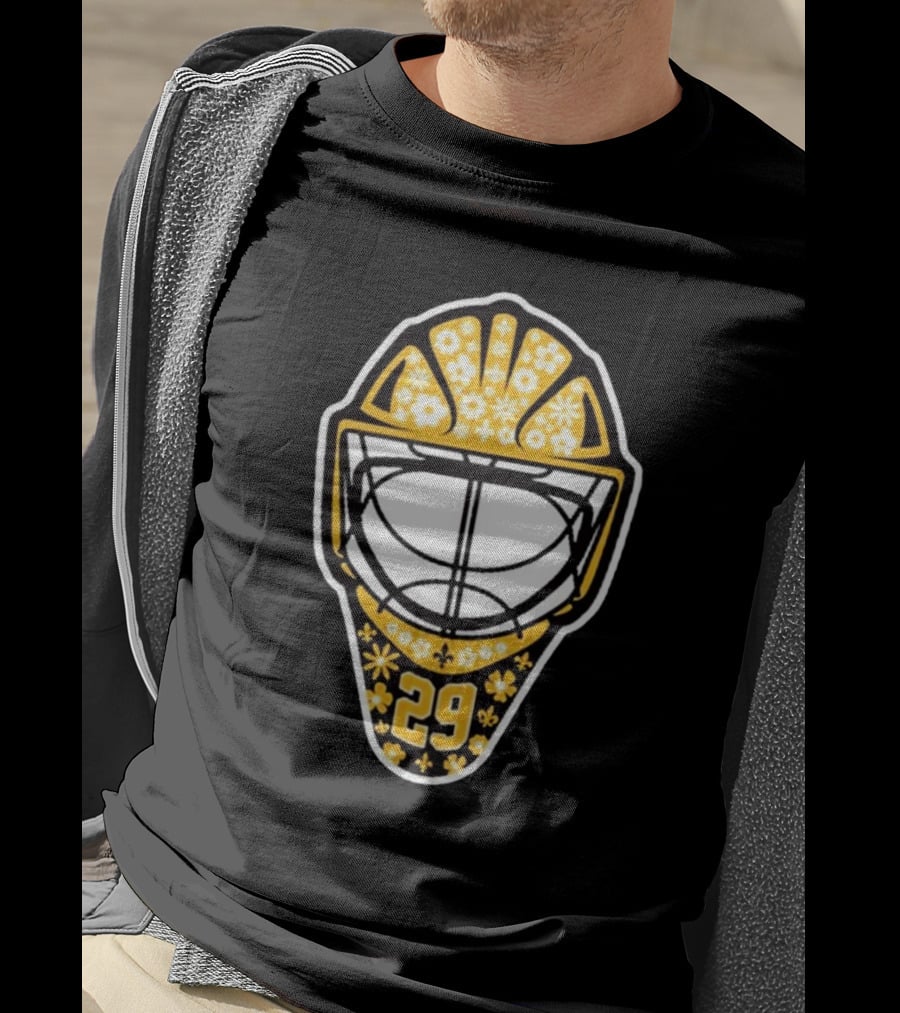 Pens Gear Marc-André Fleury Number 29 Flower Mask Pittsburgh Penguins Hockey T-Shirt
