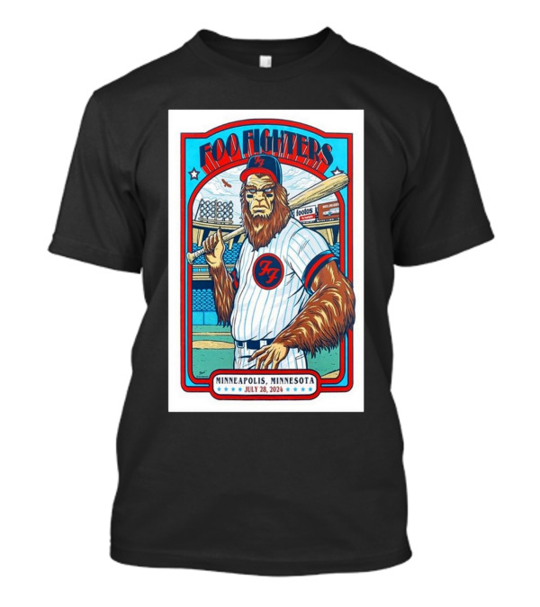 Foo Fighters July 28 2024 Target Field Minneapolis MN Baseball Themed Event T-Shirt