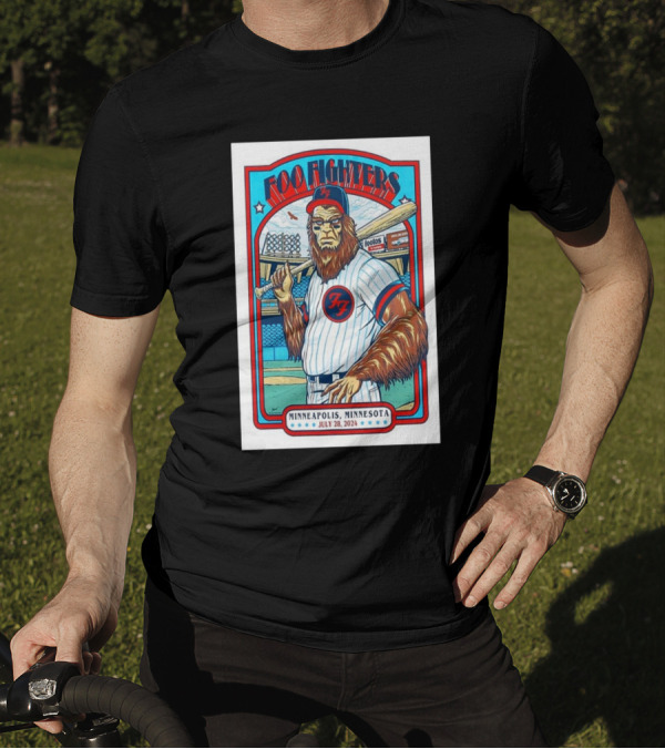 Foo Fighters July 28 2024 Target Field Minneapolis MN Baseball Themed Event T-Shirt