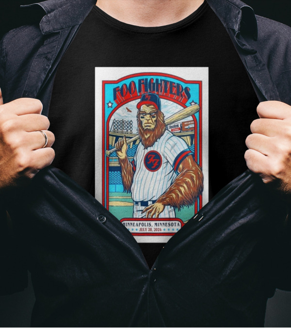 Foo Fighters July 28 2024 Target Field Minneapolis MN Baseball Themed Event T-Shirt