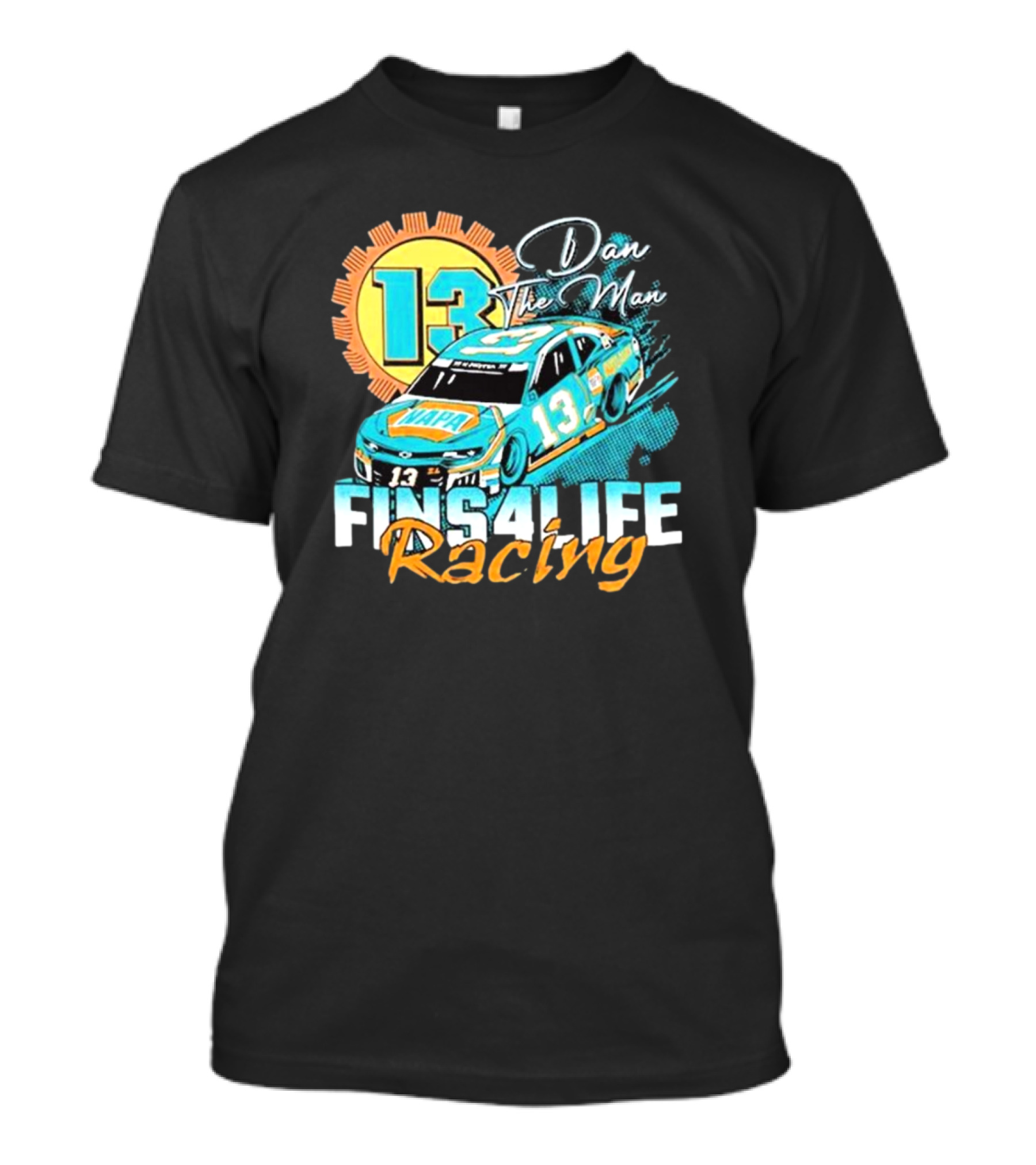 Dan The Man 13 Fins4Life Racing Miami Dolphins T-Shirt