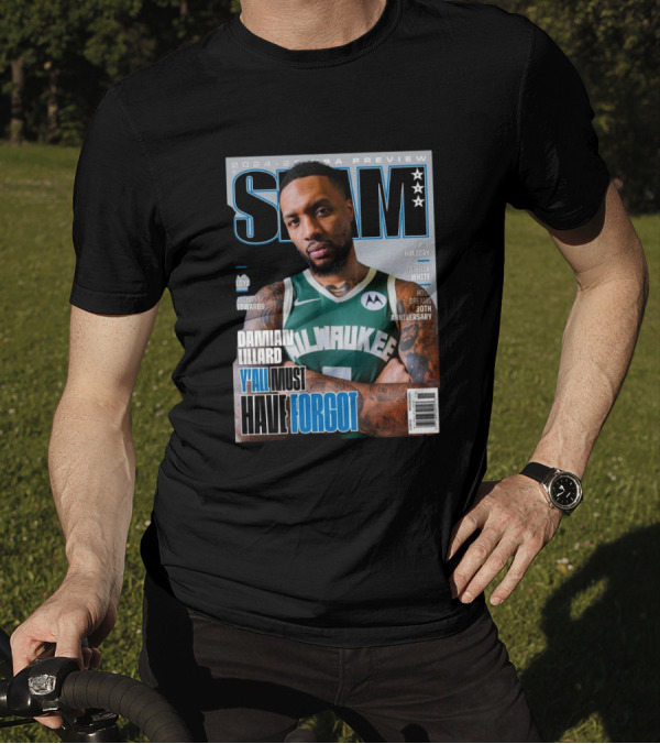 SLAM 2024-2025 NBA Preview Damian Lillard Milwaukee Bucks Y'All Must Have Forgot 30th Anniversary T-Shirt