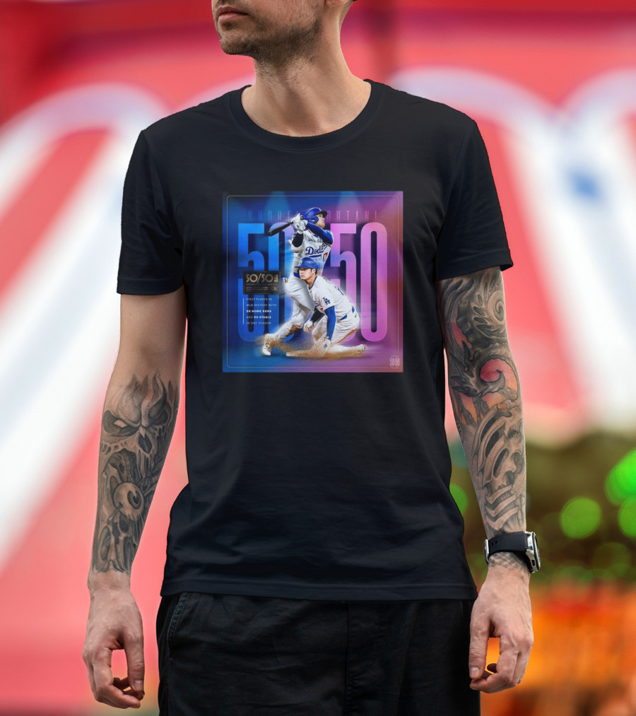 Shohei Ohtani Dodgers MLB 50 Home Runs 50 Stolen Bases Season Milestone T-Shirt