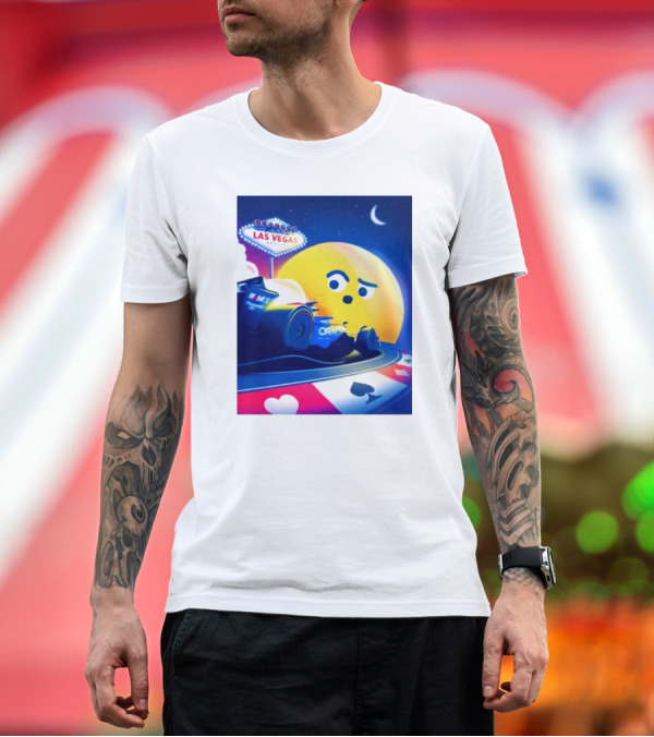 Premium T-Shirt: Oracle Red Bull Racing Las Vegas Nevada Moon and Cards Emoji T-Shirt Oracle Red Bull Racing Las Vegas Nevada Moon and Cards Emoji T-Shirt