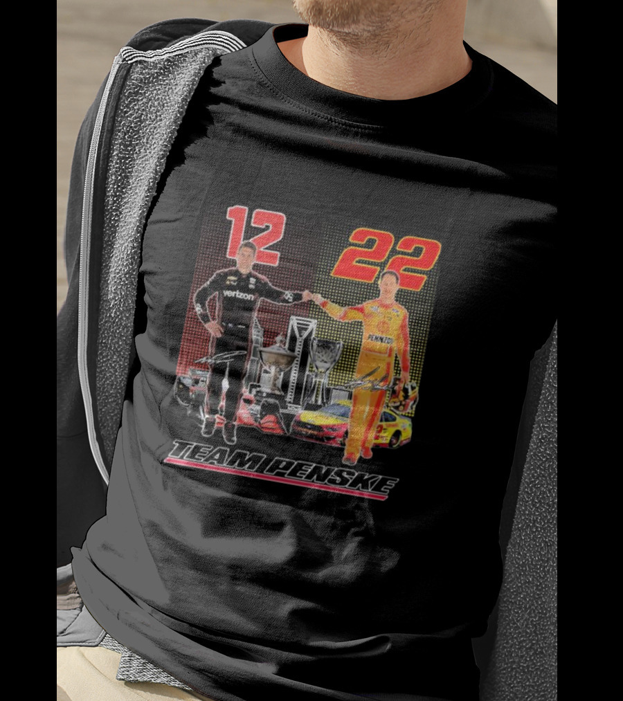 Team Penske 12 22 Verizon Pennzoil Ryan Blaney Joey Logano Signatures T-Shirt