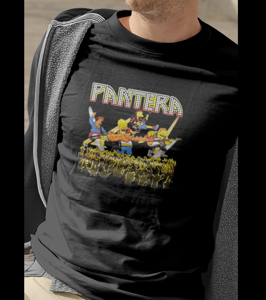 The Simpsons Characters Performing As Pantera Band Members In Concert Scene T-Shirt