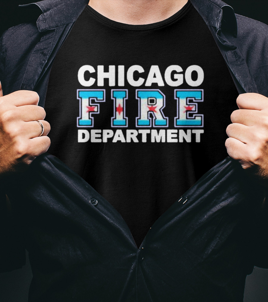 CHICAGO FIRE DEPARTMENT City Flag Inspired T-Shirt