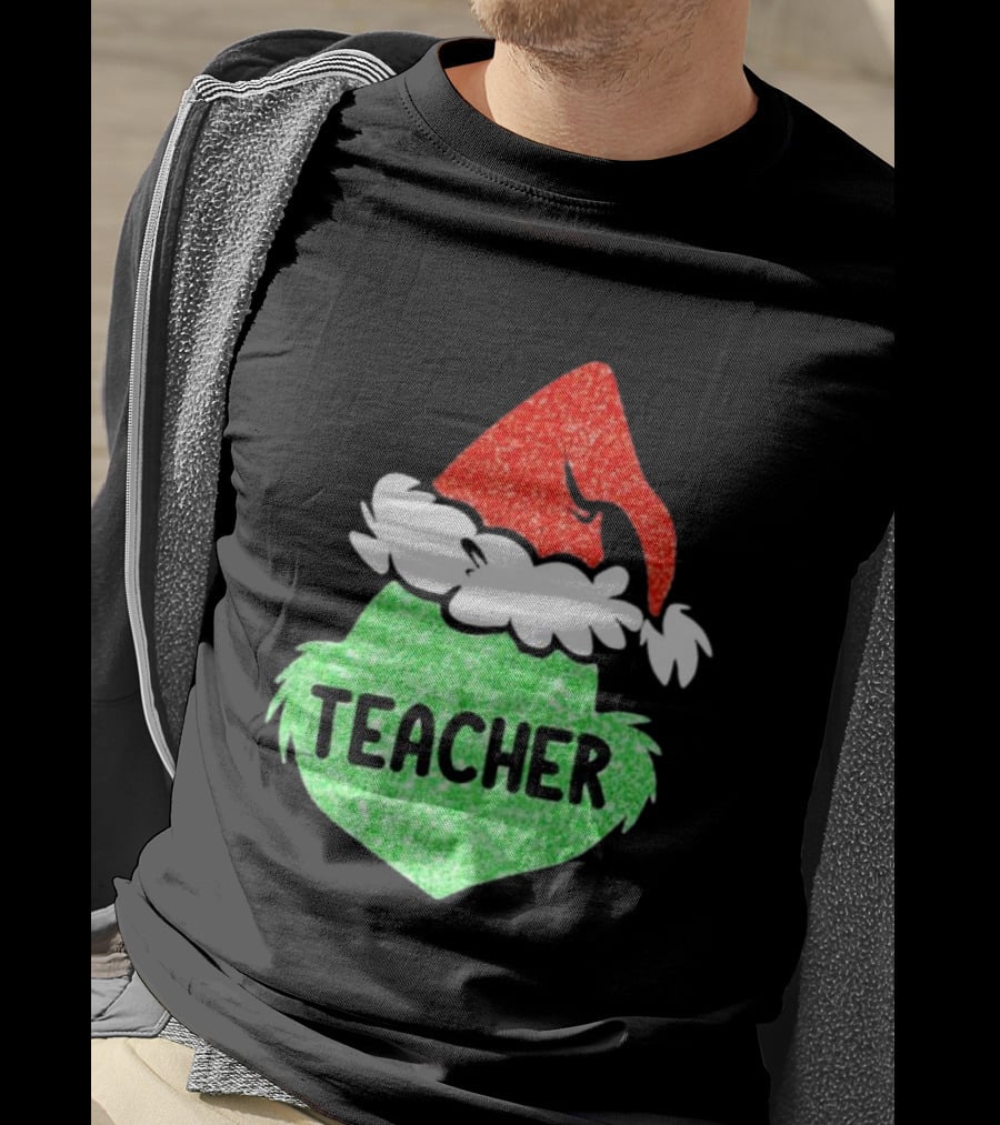 Santa Grinch Hat Teacher Christmas Holiday T-Shirt