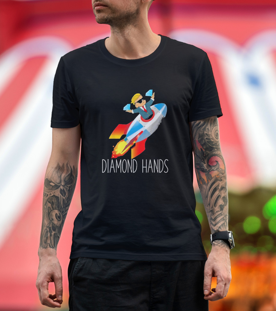 WallStreetBets WSB Diamond Hands Rocket Ship To The Moon T-Shirt