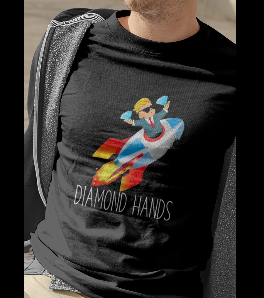 WallStreetBets WSB Diamond Hands Rocket Ship To The Moon T-Shirt