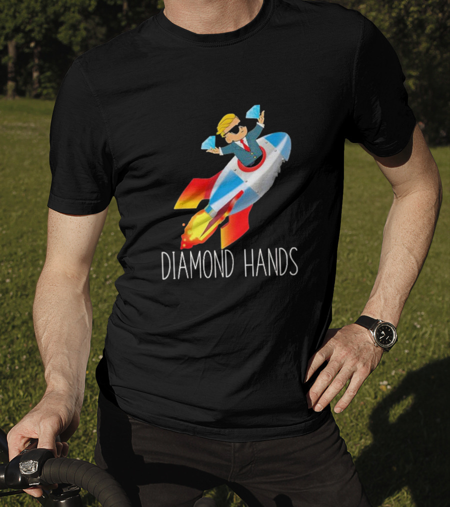 WallStreetBets WSB Diamond Hands Rocket Ship To The Moon T-Shirt