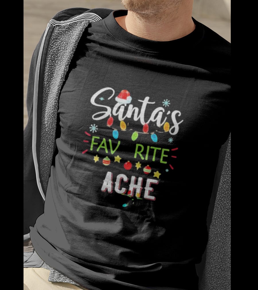Santa’s Favorite Teacher Festive Christmas Lights T-Shirt
