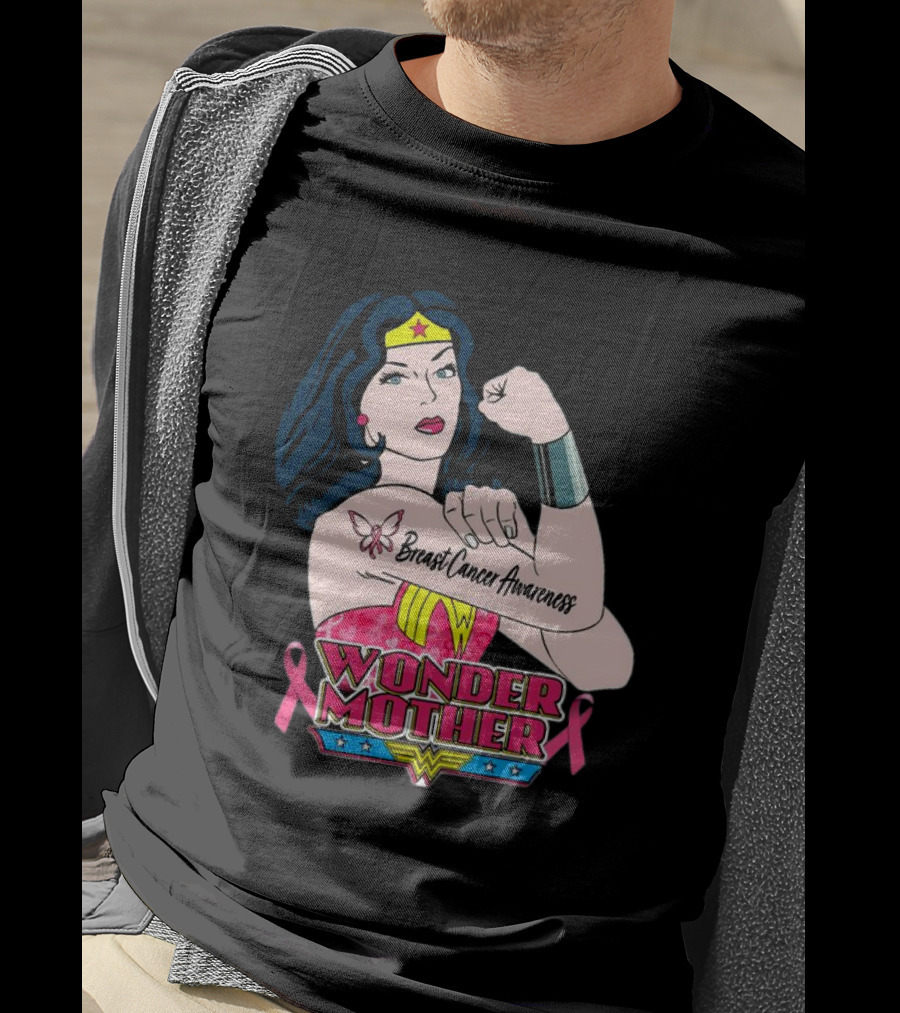 Wonder Woman Breast Cancer Awareness Wonder Mother Pink T-Shirt