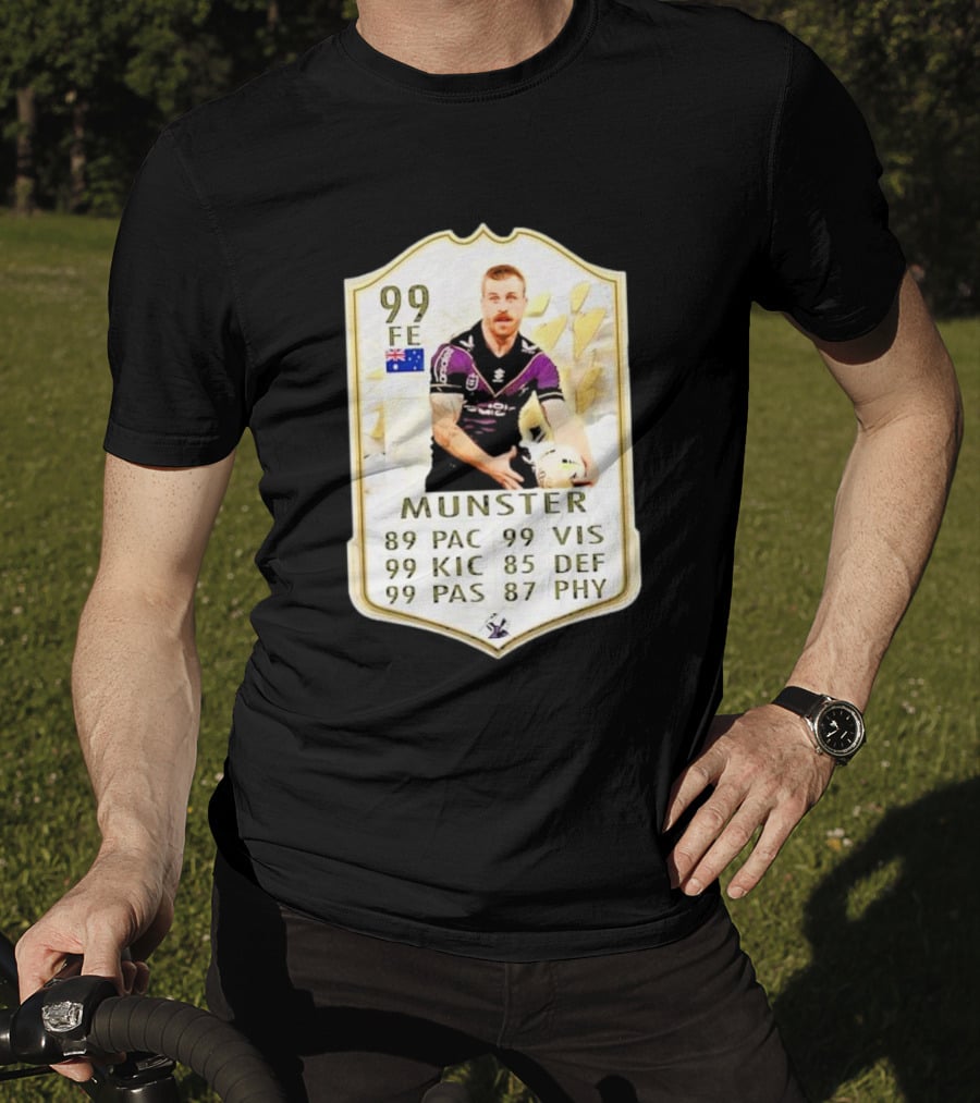Melbourne Storm Cameron Munster Sports Card PAC VIS KIC DEF PAS PHY T-Shirt