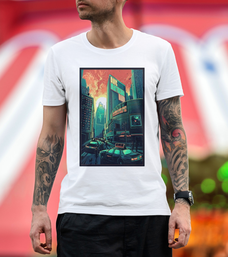 Dave Matthews Band Manhattan Streetscape at Madison Square Garden Concert November 22 2024 New York City Skyline T-Shirt