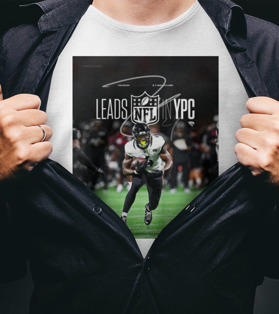 Tank Bigsby Jacksonville Jaguars NFL Leads YPC Signature Football Action T-Shirt