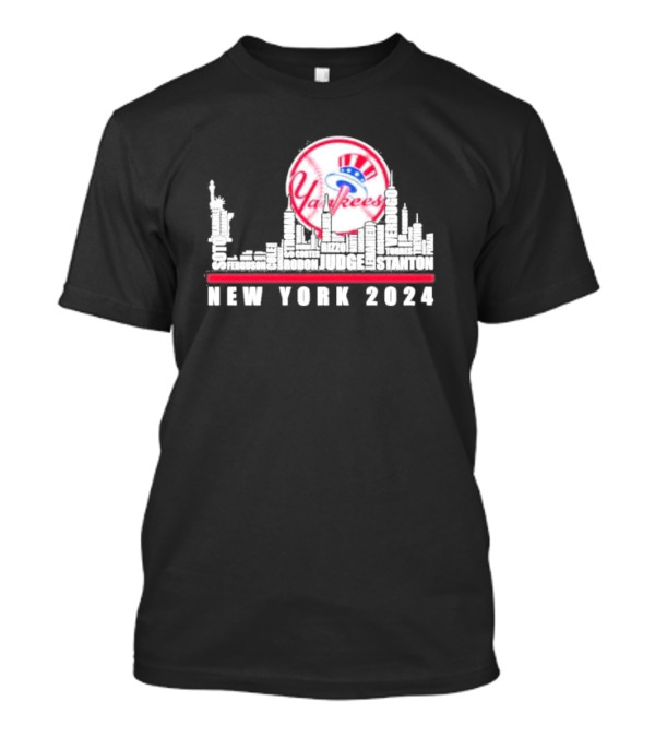 New York 2024 Yankees Baseball Players Aaron Judge Giancarlo Stanton City Skyline T-Shirt