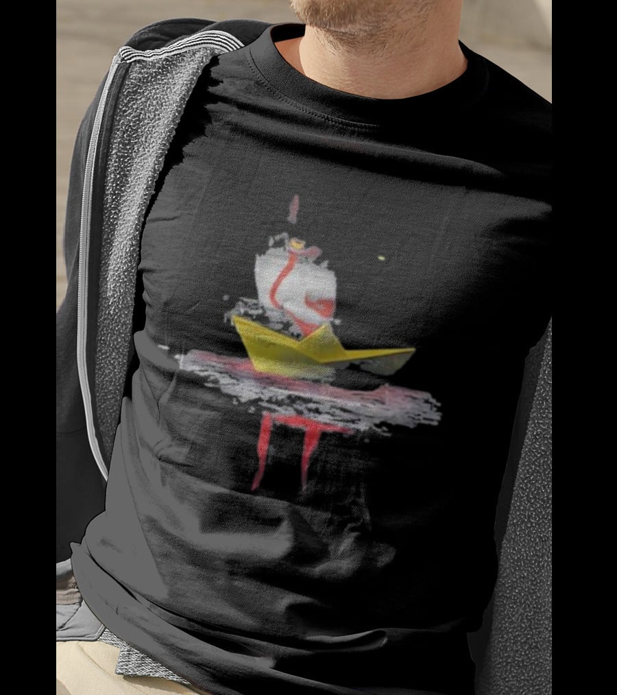 Pennywise Red Balloon Paper Boat Horror Reflection T-Shirt