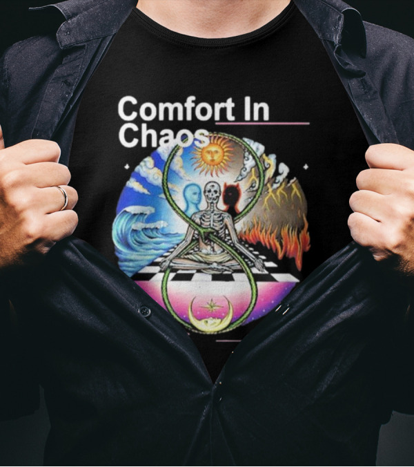 Comfort In Chaos John Summit The Good And The Evil Sun Moon Skeleton T-Shirt