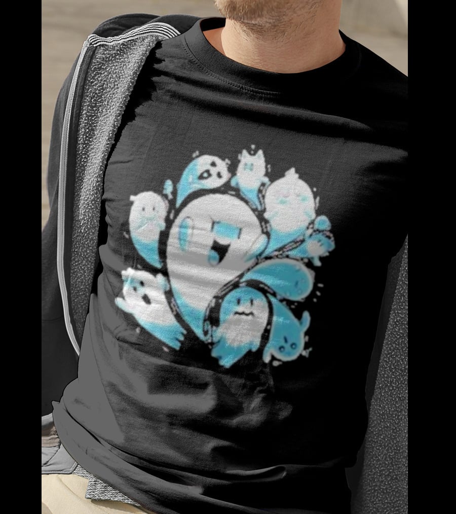 Ghostly Gathering Alexandra Sketch Spooky Blue Spirits T-Shirt