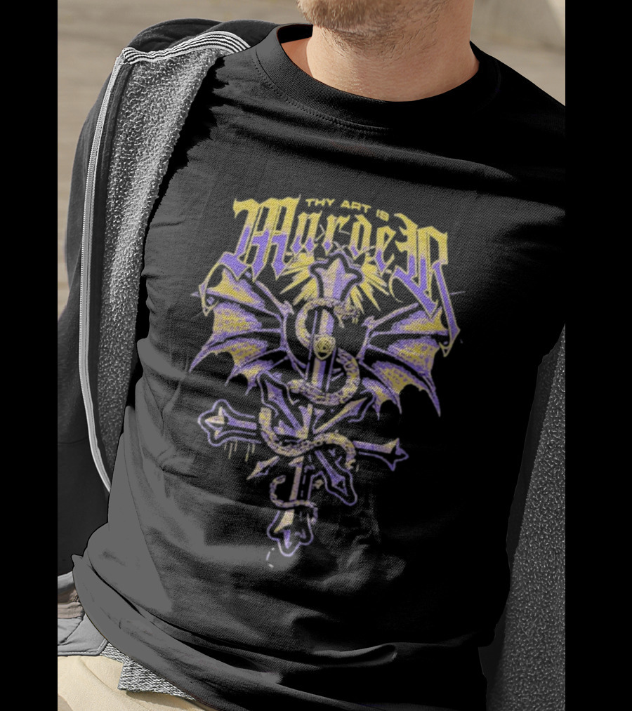 Thy Art Is Murder Bermuda Winged Serpent Cross T-Shirt