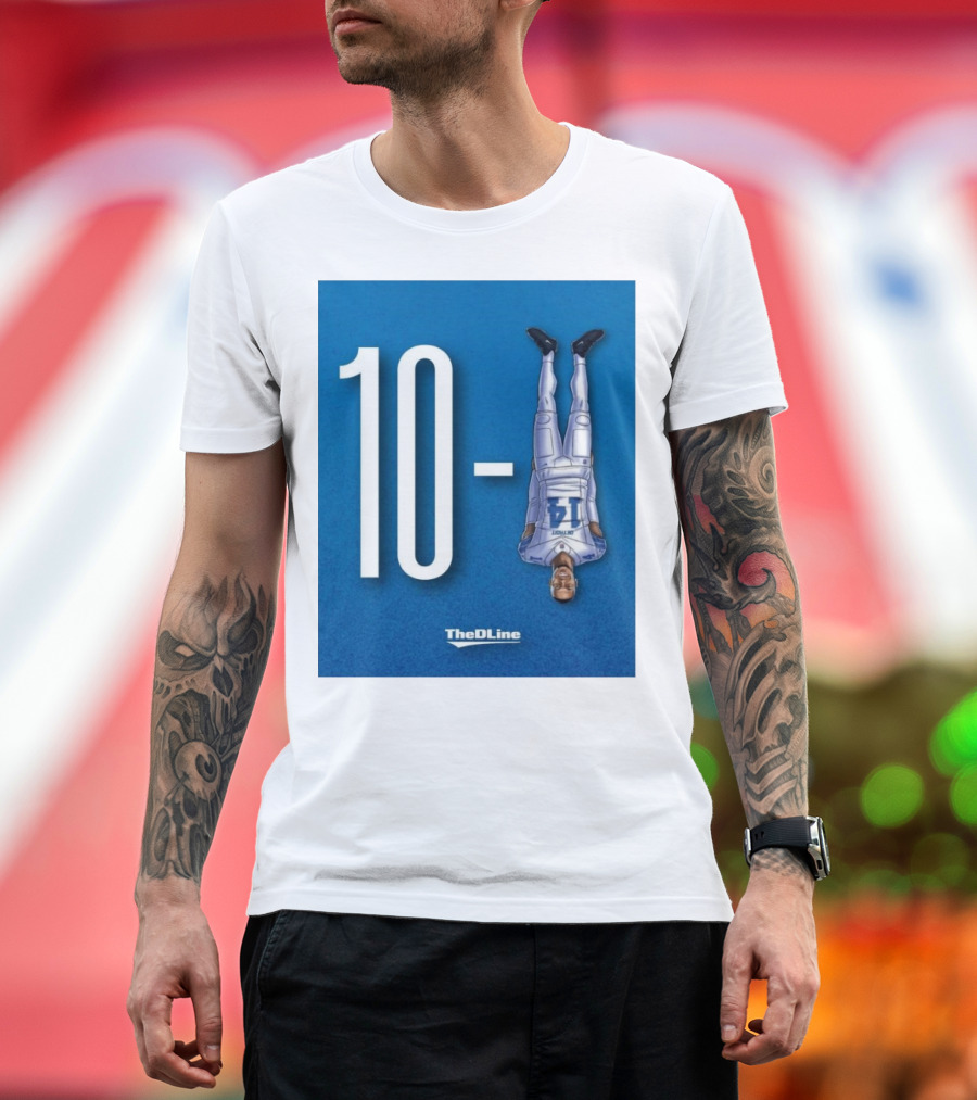 Detroit Lions 10 TheDLine Blue Upside Down Player T-Shirt