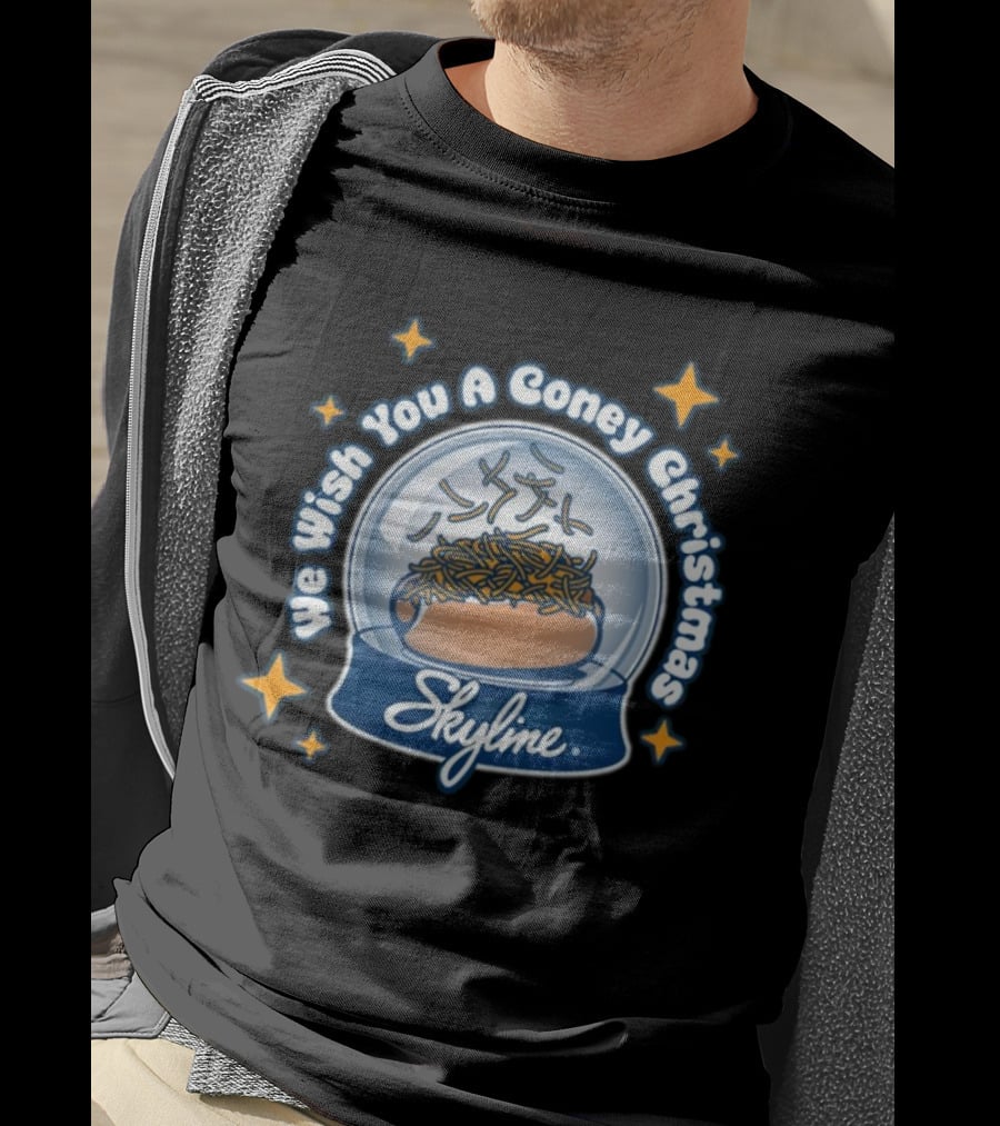 We Wish You A Coney Christmas Snow Globe Skyline Chili T-Shirt