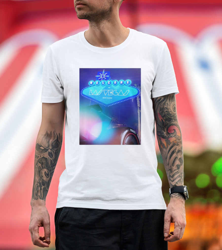 Welcome to Las Vegas with Vcarb GP Neon Lights F1 Racing Pirelli Tire T-Shirt