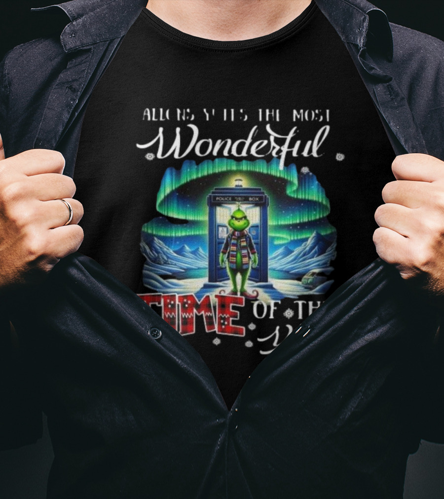 Allons-Y It’s The Most Wonderful Time Of The Year Grinch Police Box T-Shirt