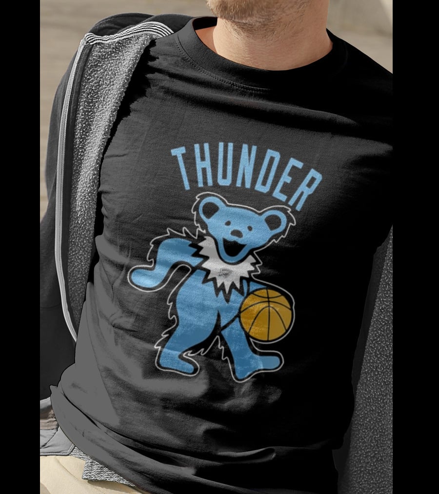 Oklahoma City Thunder Grateful Dead Dancing Bear Basketball T-Shirt