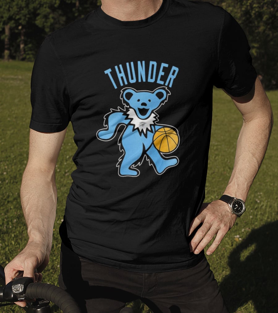 Oklahoma City Thunder Grateful Dead Dancing Bear Basketball T-Shirt