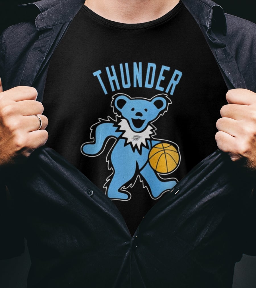 Oklahoma City Thunder Grateful Dead Dancing Bear Basketball T-Shirt