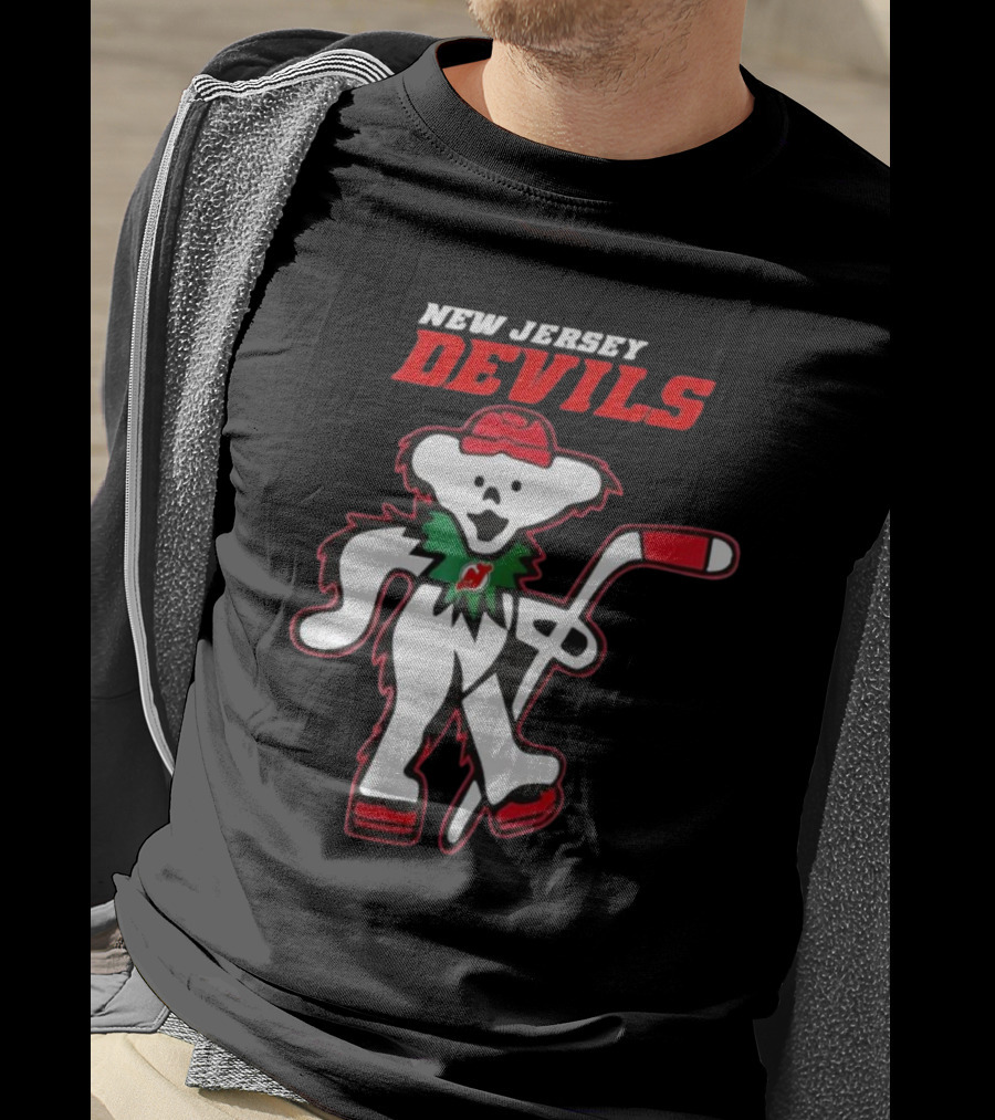New Jersey Devils Hockey Grateful Dead Bear T-Shirt