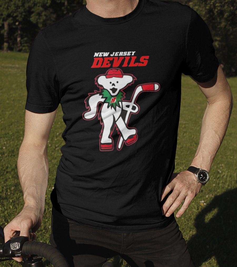 New Jersey Devils Hockey Grateful Dead Bear T-Shirt