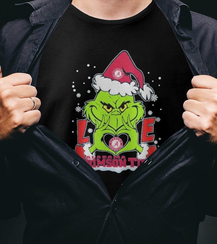 The Grinch Love Crimson Tide Alabama Football Christmas T-Shirt