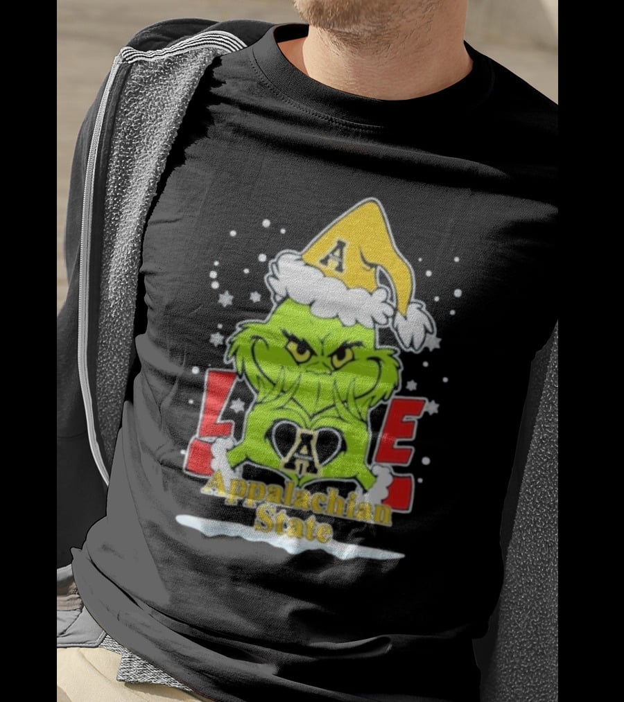 The Grinch Love Appalachian State Christmas Football T-Shirt