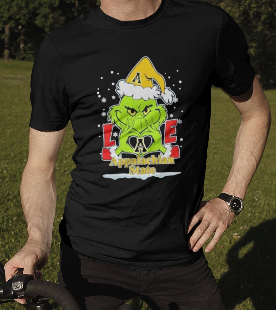 The Grinch Love Appalachian State Christmas Football T-Shirt