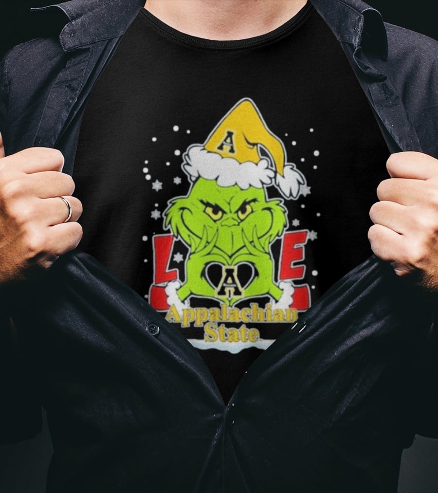 The Grinch Love Appalachian State Christmas Football T-Shirt