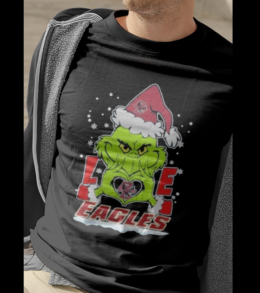 The Grinch Love Boston College Eagles Christmas Football T-Shirt