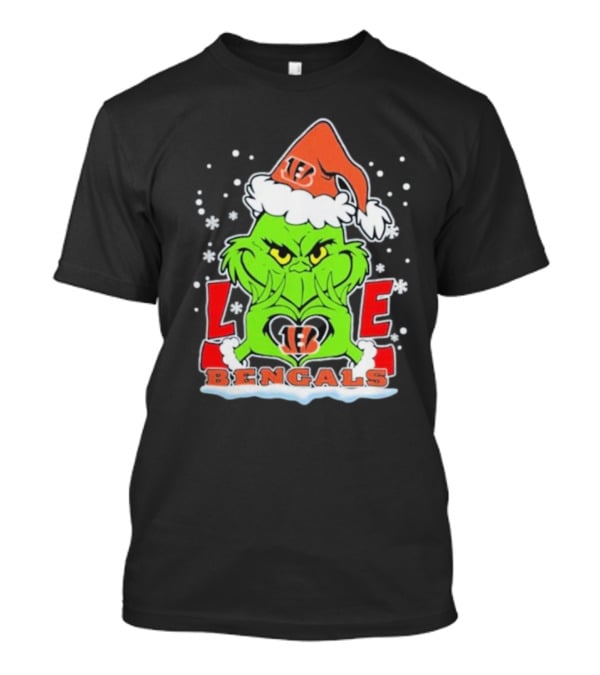 Grinch Love Cincinnati Bengals Christmas Football T-Shirt