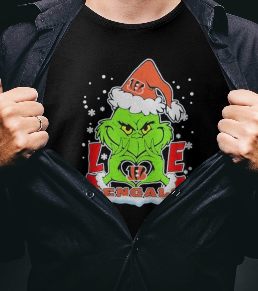 Grinch Love Cincinnati Bengals Christmas Football T-Shirt