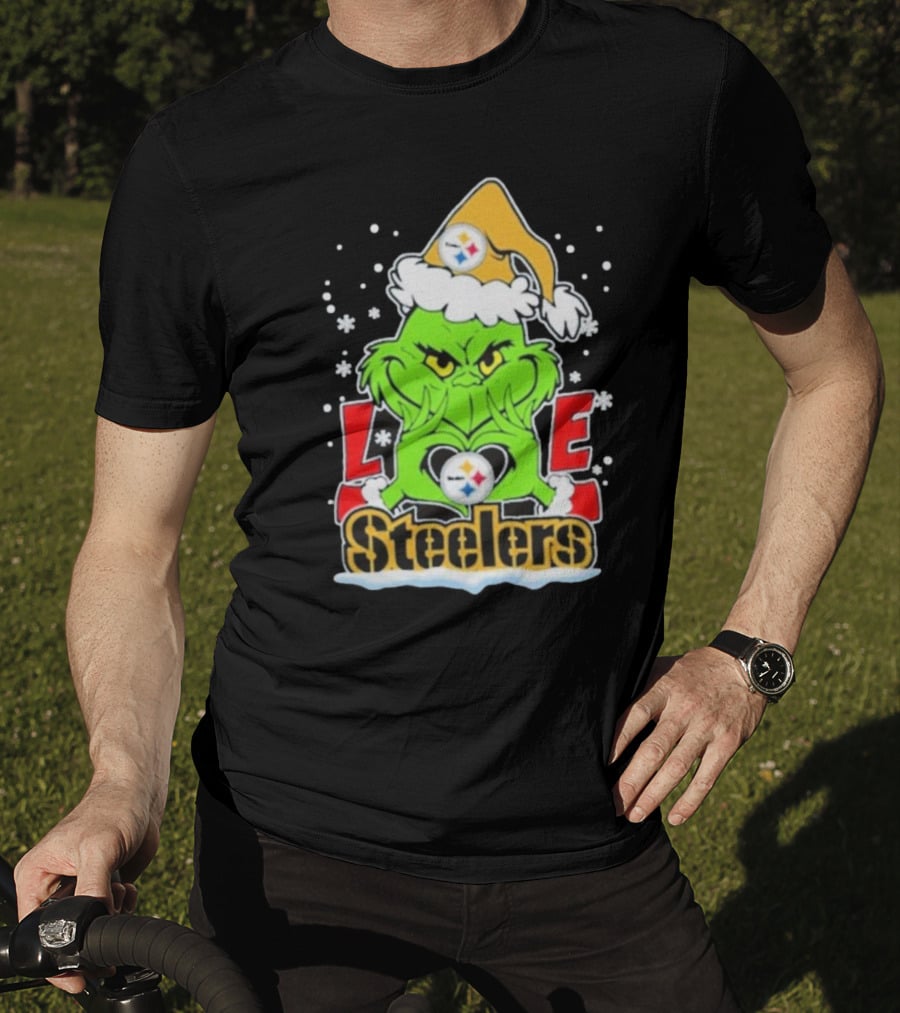 The Grinch Love Steelers Football Christmas T-Shirt