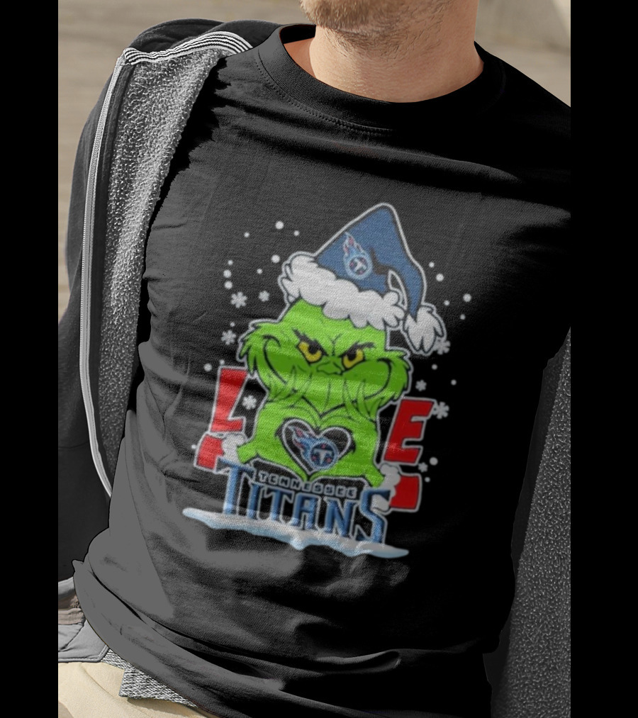 Grinch Love Tennessee Titans Football Christmas T-Shirt