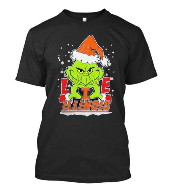 The Grinch Love Illinois Football Christmas T-Shirt