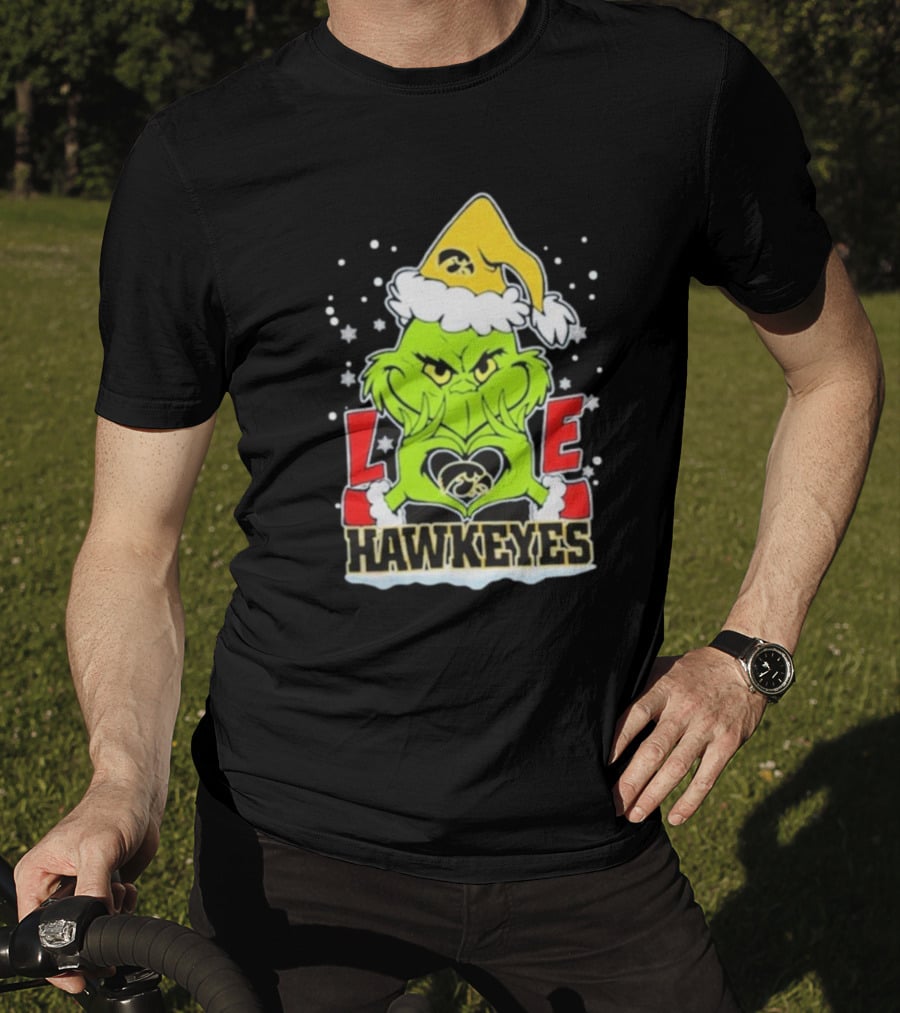 Grinch Love Hawkeyes Christmas Iowa Hawkeyes Football T-Shirt