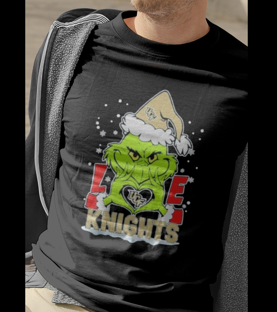 Grinch Love UCF Knights Christmas Football T-Shirt