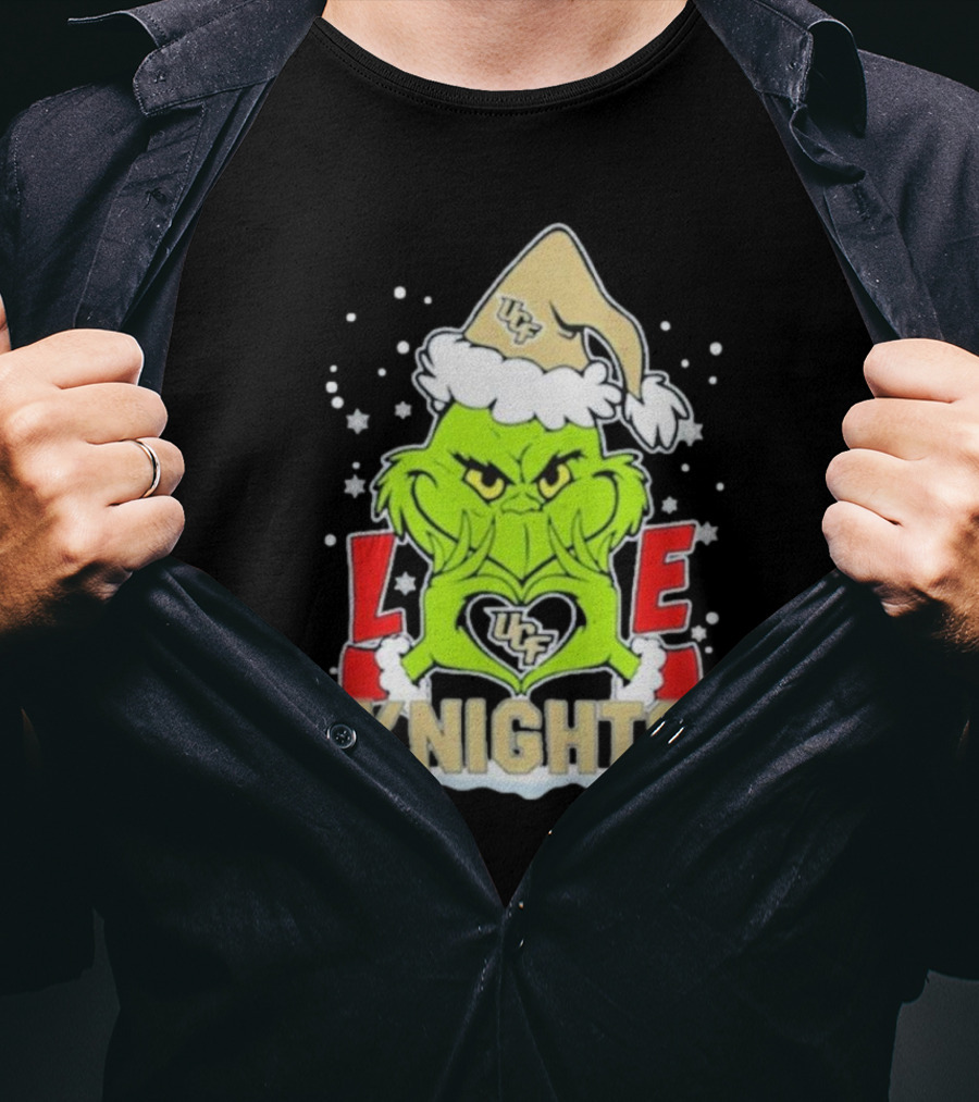 Grinch Love UCF Knights Christmas Football T-Shirt