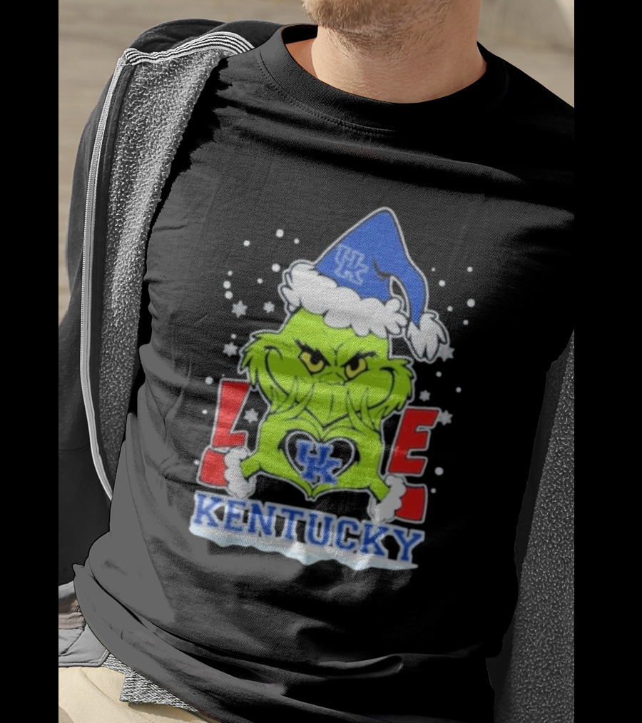 Grinch Love Kentucky Wildcats Football Christmas T-Shirt