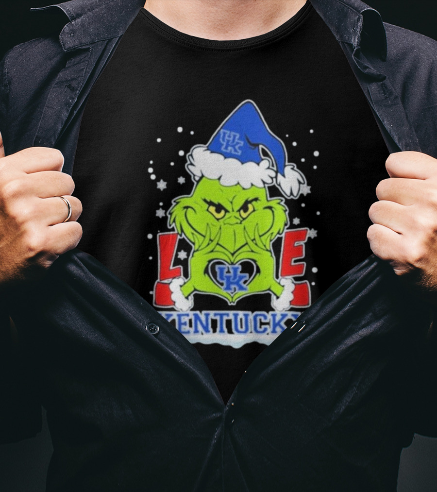 Grinch Love Kentucky Wildcats Football Christmas T-Shirt