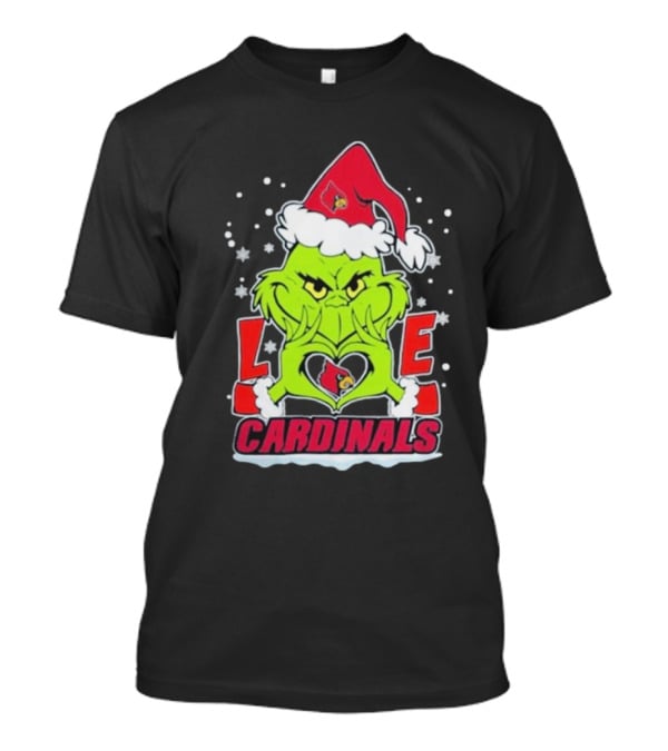 The Grinch Love Cardinals Christmas Louisville Cardinals Football T-Shirt